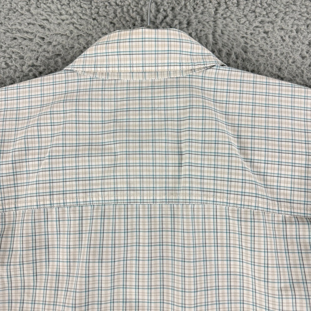 Patagonia Plaid Button Down Shirt Men Medium Blue Tan Long Sleeve Organic Cotton - Picture 12 of 13